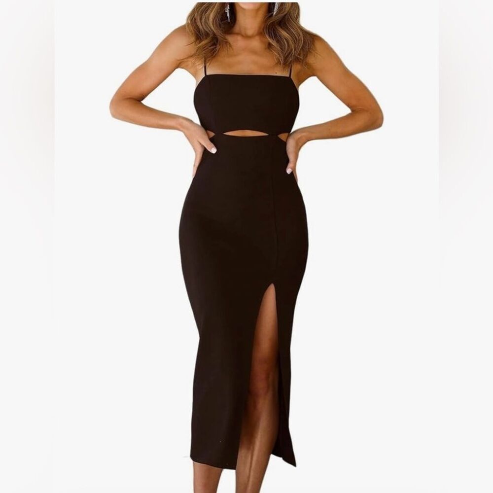 Express Black Cutout Bodycon Midi Dress